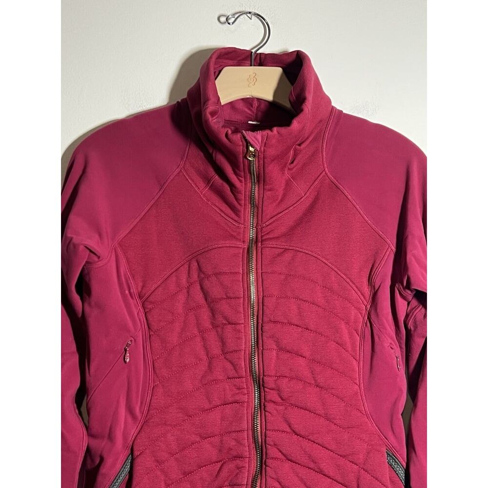 Lululemon VGUC Berry Rumble Fleece Out Full Zip Jacket Gold Zippers Size 8 - Picture 4 of 11